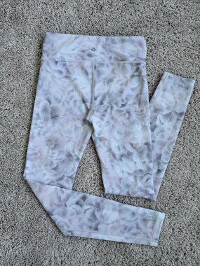 Athleta Girl Elation Snow Dye 7/8 Tight Leggings High Rise L Gray Purple White